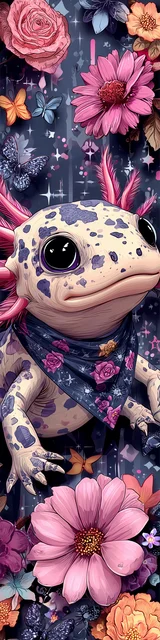 Free printable axolotl bookmark featuring an axolotl with a blue scarf